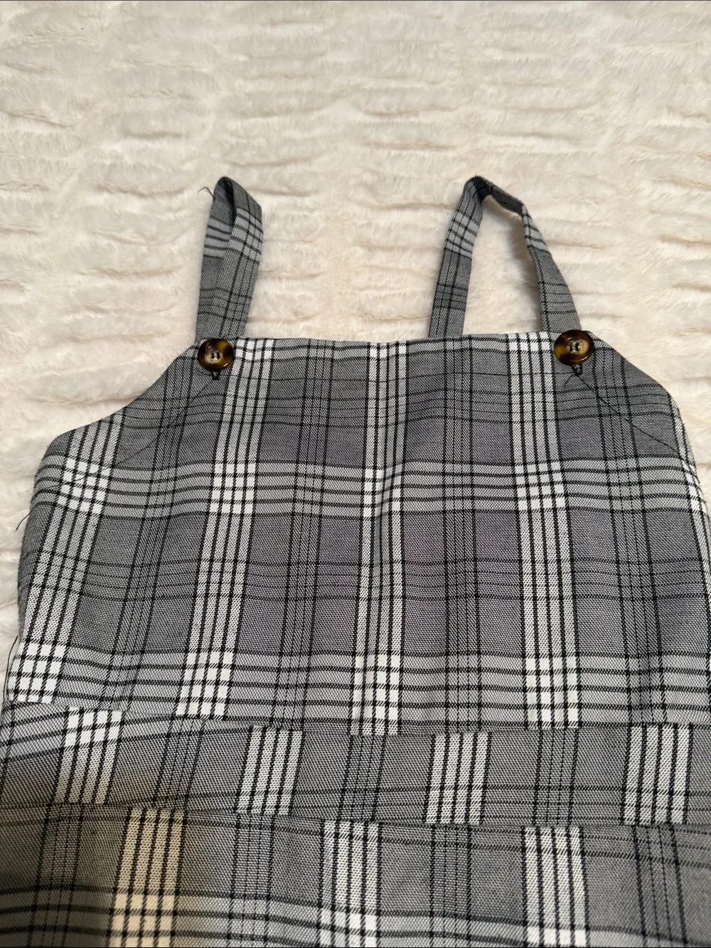 Mia Chica Black and White Plaid Mini Pinafore